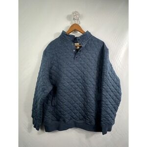 Vintage Red Head Quilted‎ 1/4 Snap Henley Pocket Blue Pullover 2XL